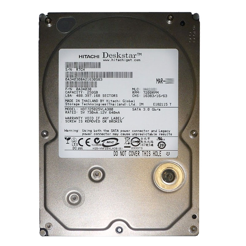Hitachi 0A34030 - 250GB 7.2K SATA 3.0Gbps 3.5Inch 8MB Cache Hard Drive