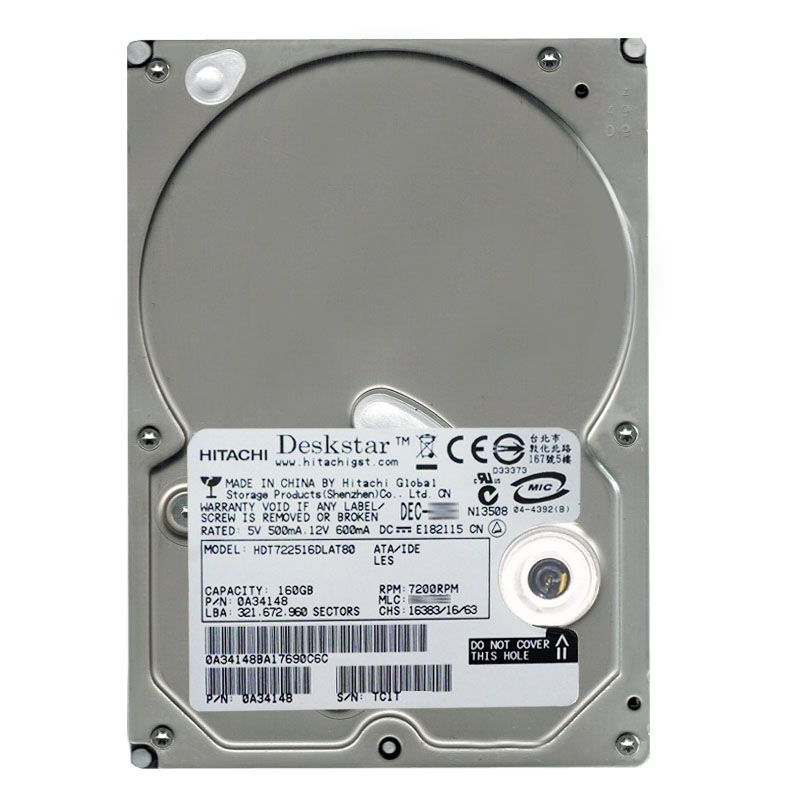 0A34148.jpg Hitachi 0A34148 - 160GB 7.2K IDE 3.5Inch 8MB Cache Hard Drive - Image 1