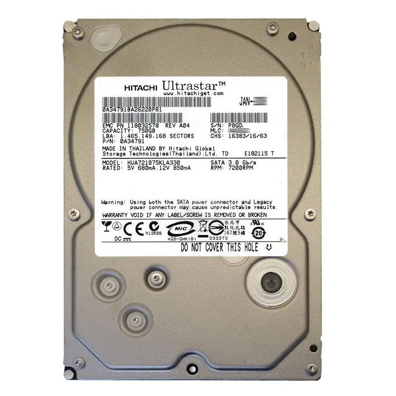 0A34791.jpg Hitachi 0A34791 - 750GB 7.2K SATA 3.0Gbps 3.5Inch 32MB Cache Hard Drive - Image 1