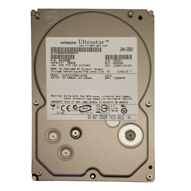 0A35000.jpg Hitachi 0A35000 - 500GB 7.2K SATA 3.0Gbps 3.5Inch 32MB Cache Hard Drive - Image 1