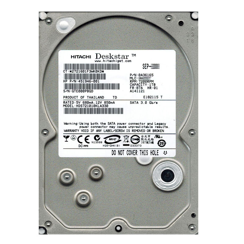 Hitachi 0A36165 - 1TB 7.2K SATA 3.0Gbps 3.5Inch 32MB Cache Hard Drive