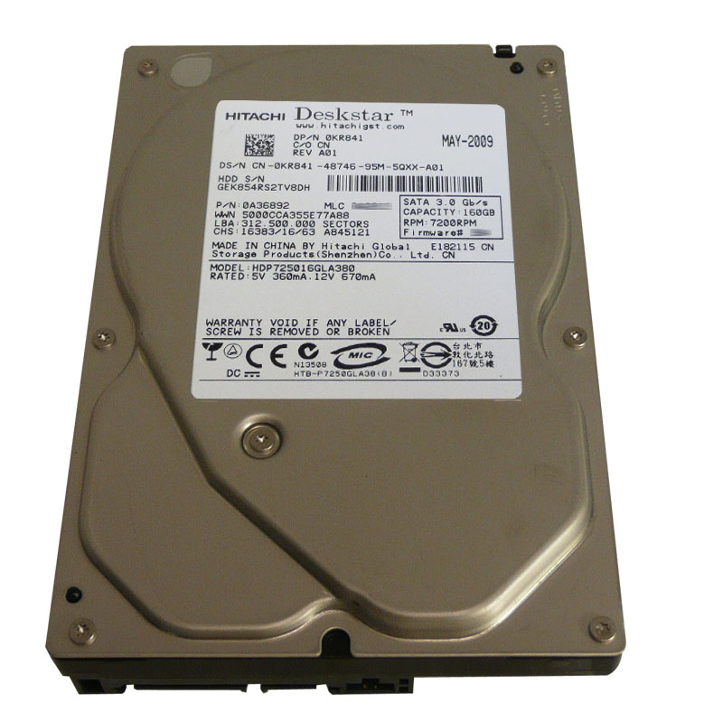 Hitachi 0A36892 - 160GB 7.2K SATA 3.0Gbps 3.5Inch 8MB Cache Hard Drive