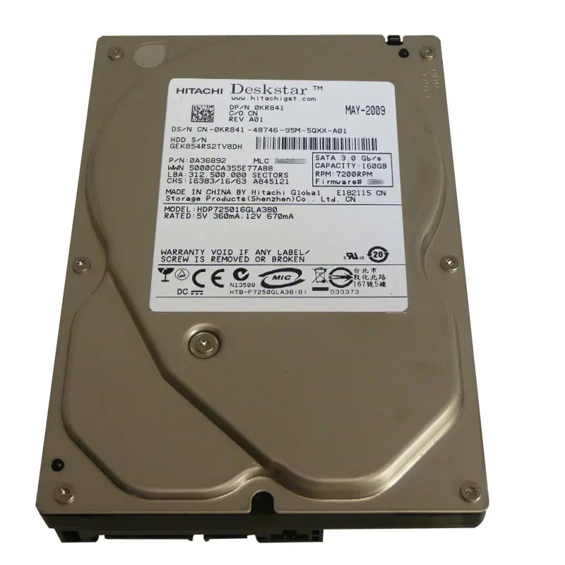 0A36892.jpg Hitachi 0A36892 - 160GB 7.2K SATA 3.0Gbps 3.5Inch 8MB Cache Hard Drive - Image 1
