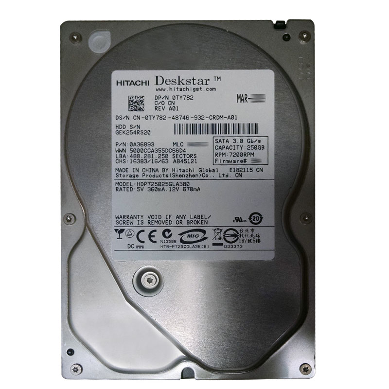 Hitachi 0A36893 - 250GB 7.2K SATA 3.0Gbps 3.5Inch 8MB Cache Hard Drive