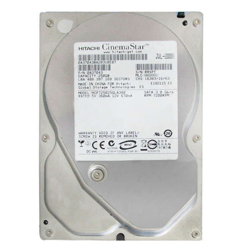 Hitachi 0A37043 - 250GB 7.2K SATA 3.0Gbps 3.5Inch 8MB Cache Hard Drive