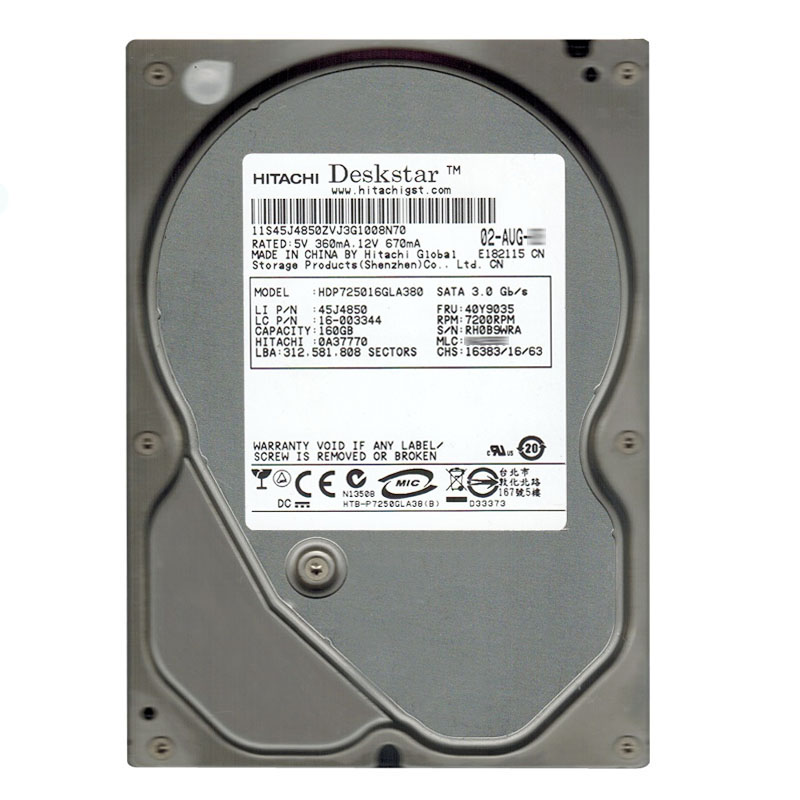 Hitachi 0A37770 - 160GB 7.2K SATA 3.0Gbps 3.5Inch 8MB Cache Hard Drive