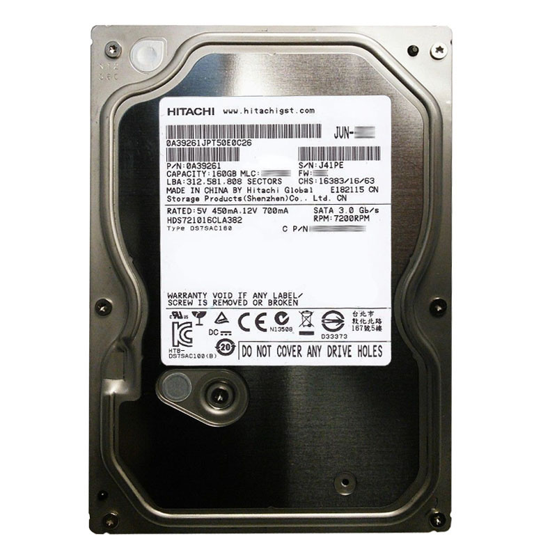 Hitachi 0A39261 - 160GB 7.2K SATA 3.0Gbps 3.5Inch 8MB Cache Hard Drive