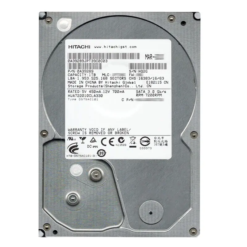 0A39289.jpg Hitachi 0A39289 - 1TB 7.2K SATA 3.0Gbps 3.5Inch 32MB Cache Hard Drive - Image 1