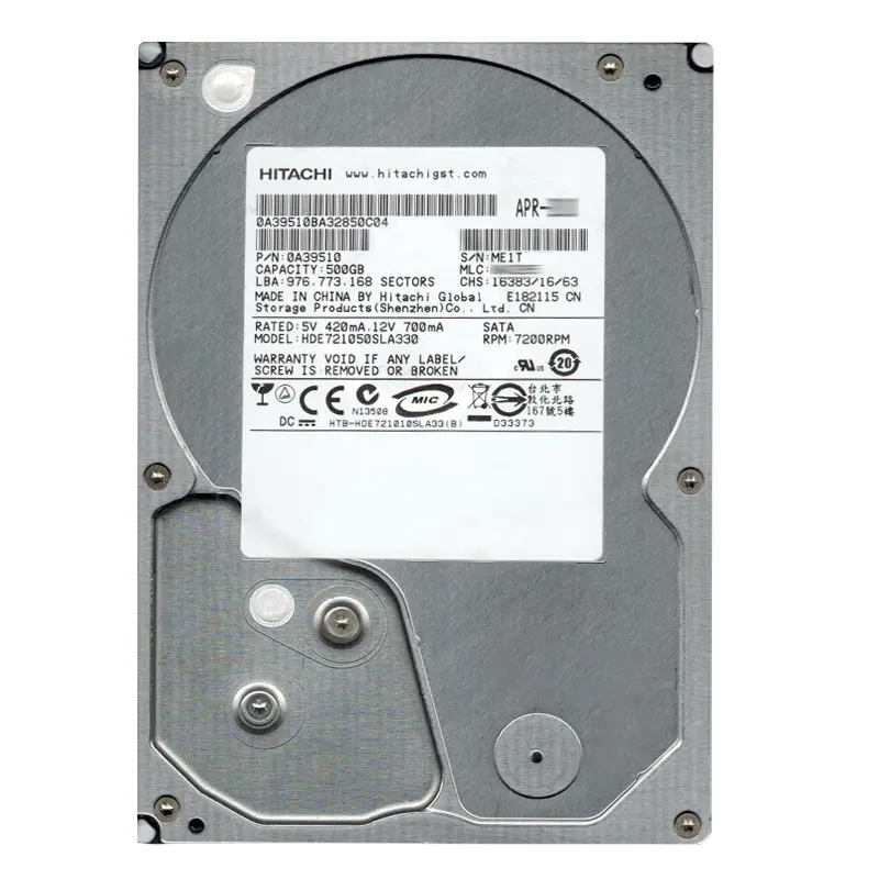 0A39510.jpg Hitachi 0A39510 - 500GB 7.2K SATA 3.0Gbps 3.5Inch 32MB Cache Hard Drive - Image 1