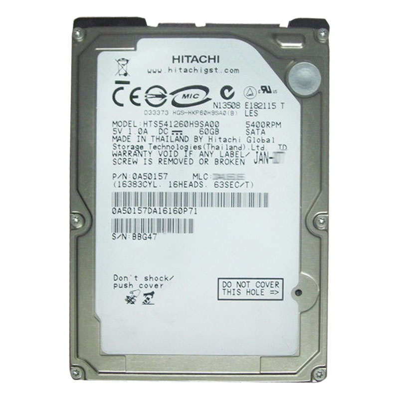 Hitachi 0A50157 - 60GB 5.4K SATA 1.5Gbps 2.5Inch 8MB Cache Hard Drive