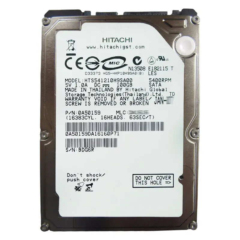 0A50159.jpg Hitachi 0A50159 - 100GB 5.4K SATA 1.5Gbps 2.5Inch 8MB Cache Hard Drive - Image 1