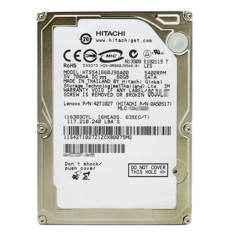 Hitachi 0A50517 - 60GB 5.4K SATA 1.5Gbps 2.5Inch 8MB Cache Hard Drive