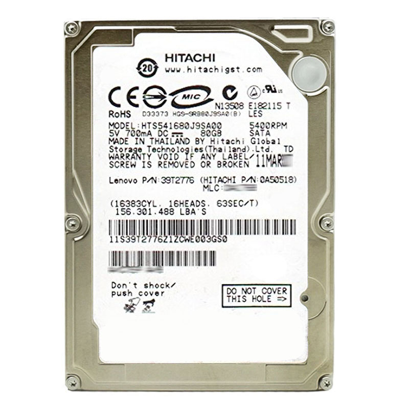 Hitachi 0A50518 - 80GB 5.4K SATA 1.5Gbps 2.5Inch 8MB Cache Hard Drive