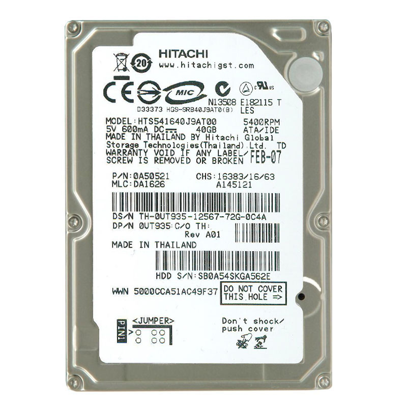 Hitachi 0A50521 - 40GB 5.4K IDE 2.5Inch 8MB Cache Hard Drive