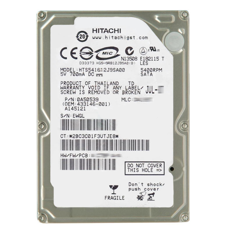 Hitachi 0A50539 - 120GB 5.4K SATA 1.5Gbps 2.5Inch 8MB Cache Hard Drive