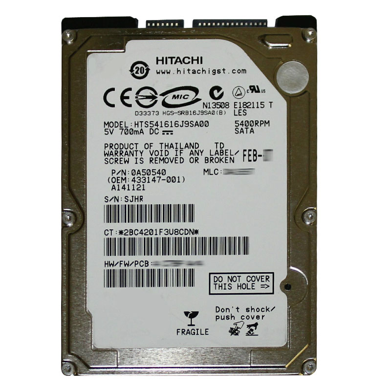 Hitachi 0A50540 - 160GB 5.4K SATA 1.5Gbps 2.5Inch 8MB Cache Hard Drive