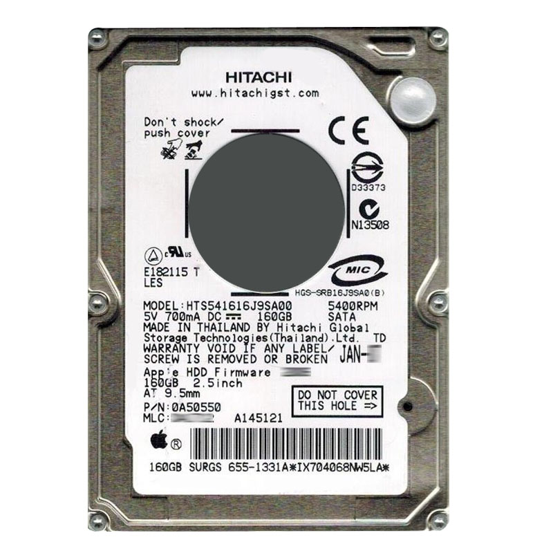 Hitachi 0A50550 - 160GB 5.4K SATA 1.5Gbps 2.5Inch 8MB Cache Hard Drive