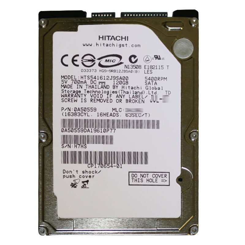 Hitachi 0A50559 - 120GB 5.4K SATA 1.5Gbps 2.5Inch 8MB Cache Hard Drive