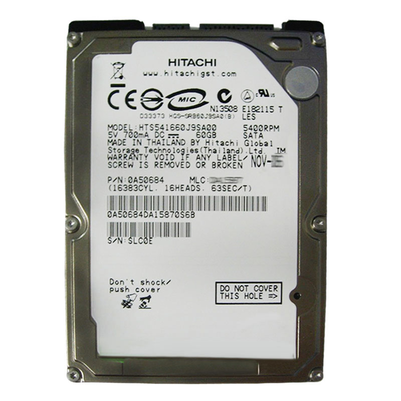 Hitachi 0A50684 - 60GB 5.4K SATA 1.5Gbps 2.5Inch 8MB Cache Hard Drive