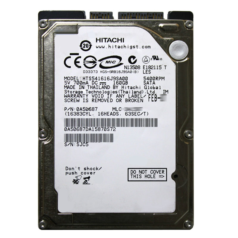 Hitachi 0A50687 - 160GB 5.4K SATA 1.5Gbps 2.5Inch 8MB Cache Hard Drive