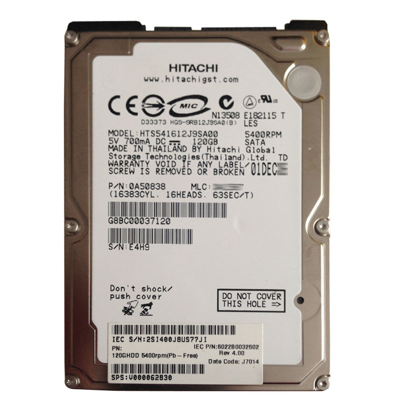 Hitachi 0A50838 - 120GB 5.4K SATA 1.5Gbps 2.5Inch 8MB Cache Hard Drive