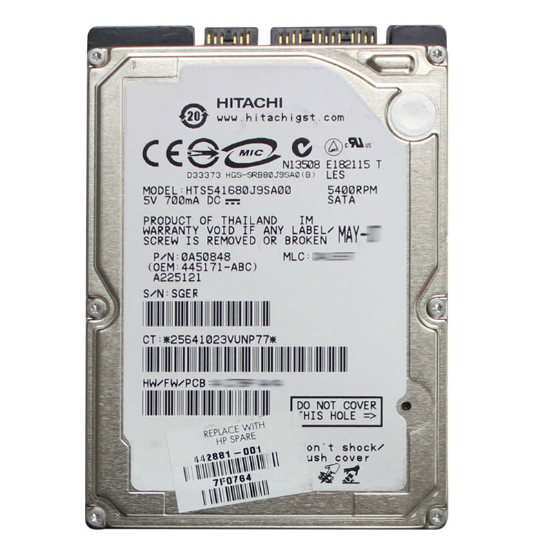 Hitachi 0A50848 - 80GB 5.4K SATA 1.5Gbps 2.5Inch 8MB Cache Hard Drive
