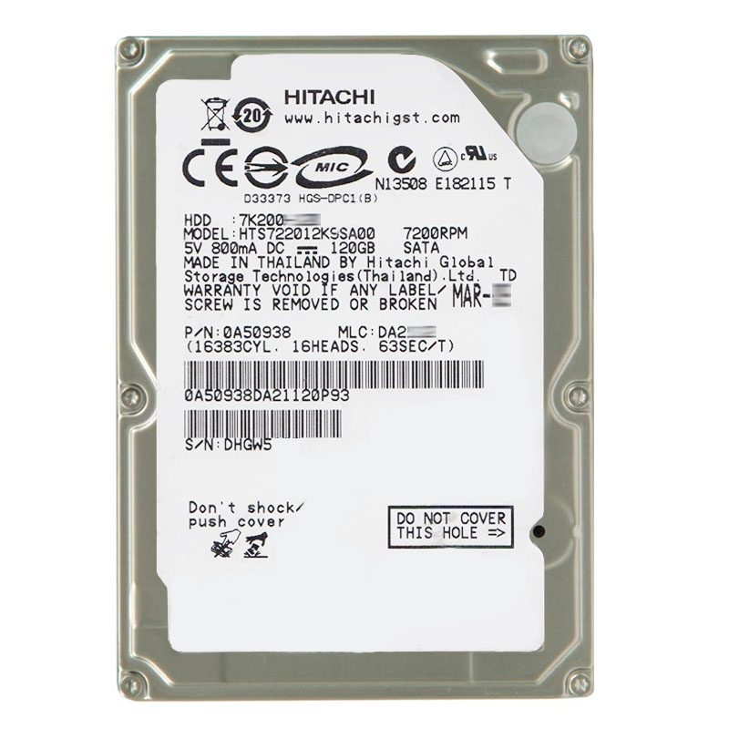 Hitachi 0A50938 - 120GB 7.2K SATA 1.5Gbps 2.5Inch 16MB Cache Hard Drive