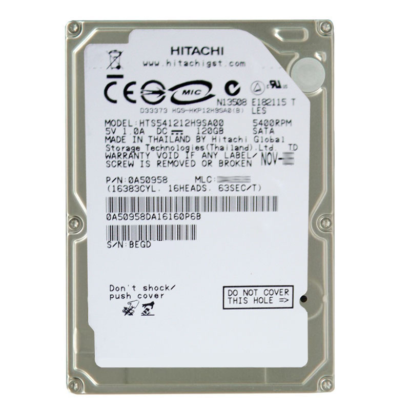 Hitachi 0A50958 - 120GB 5.4K SATA 1.5Gbps 2.5Inch 8MB Cache Hard Drive
