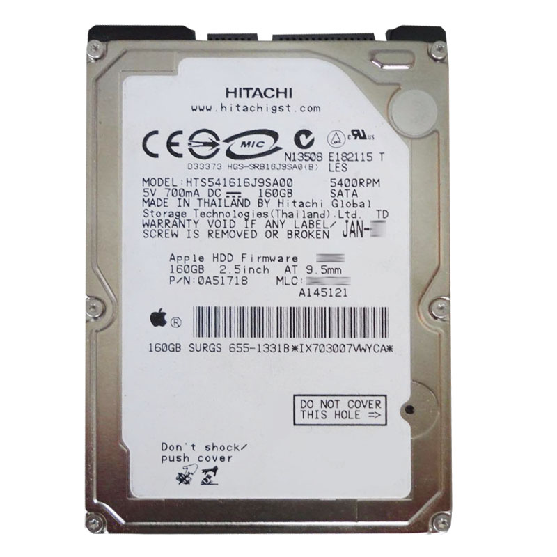 Hitachi 0A51718 - 160GB 5.4K SATA 1.5Gbps 2.5Inch 8MB Cache Hard Drive