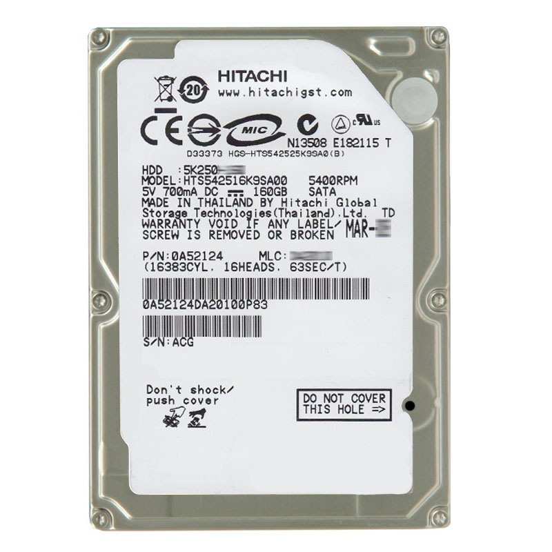 Hitachi 0A52124 - 160GB 5.4K SATA 1.5Gbps 2.5Inch 8MB Cache Hard Drive