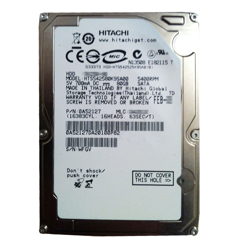 Hitachi 0A52127 - 80GB 5.4K SATA 1.5Gbps 2.5Inch 8MB Cache Hard Drive