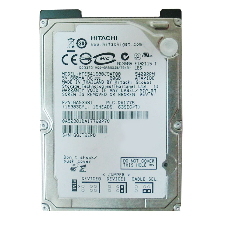 Hitachi 0A52381 - Travelstar E5K160 80GB 5400RPM IDE 2.5Inch 8MB cache Hard Drive