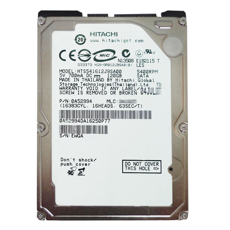 Hitachi 0A52994 - 120GB 5.4K SATA 1.5Gbps 2.5Inch 8MB Cache Hard Drive