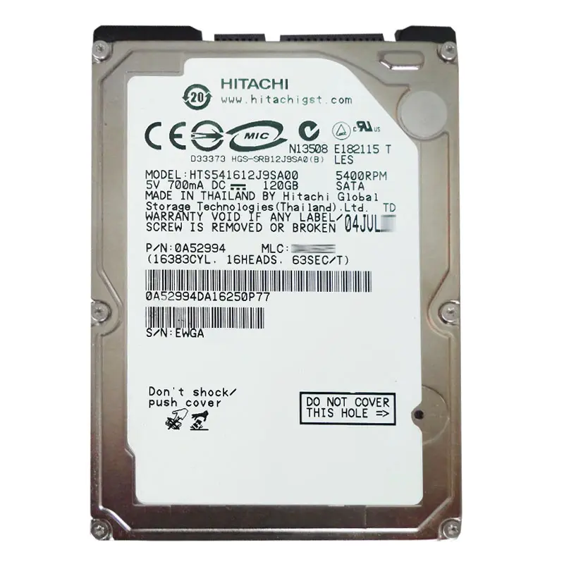 0A52994.jpg Hitachi 0A52994 - 120GB 5.4K SATA 1.5Gbps 2.5Inch 8MB Cache Hard Drive - Image 1