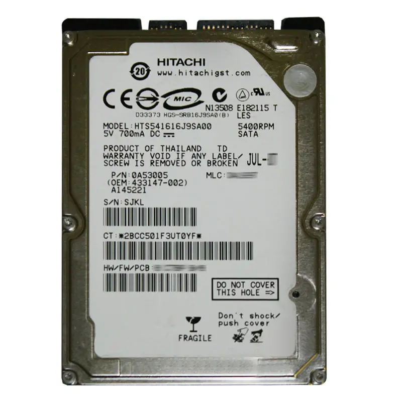 0A53005.jpg Hitachi 0A53005 - 160GB 5.4K SATA 1.5Gbps 2.5Inch 8MB Cache Hard Drive - Image 1