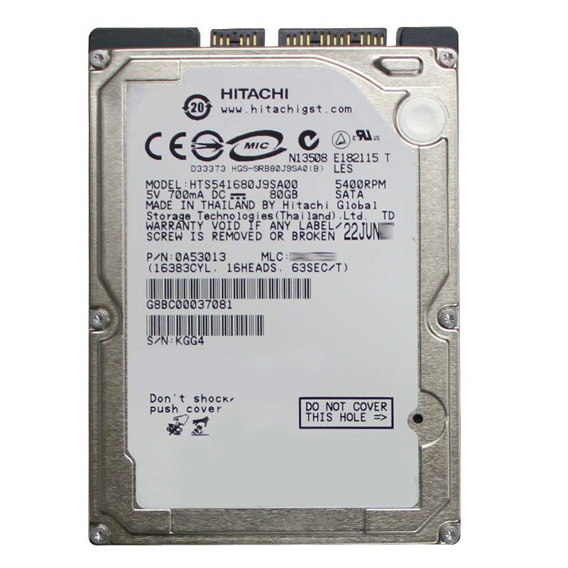 Hitachi 0A53013 - 80GB 5.4K SATA 1.5Gbps 2.5Inch 8MB Cache Hard Drive