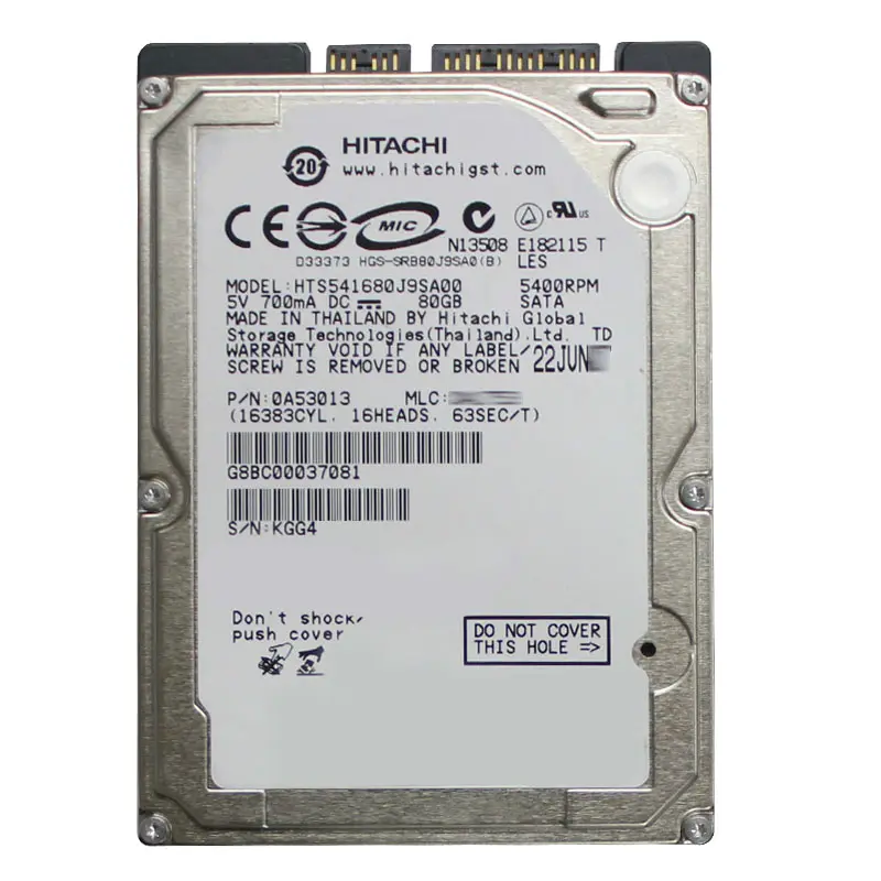 0A53013.jpg Hitachi 0A53013 - 80GB 5.4K SATA 1.5Gbps 2.5Inch 8MB Cache Hard Drive - Image 1