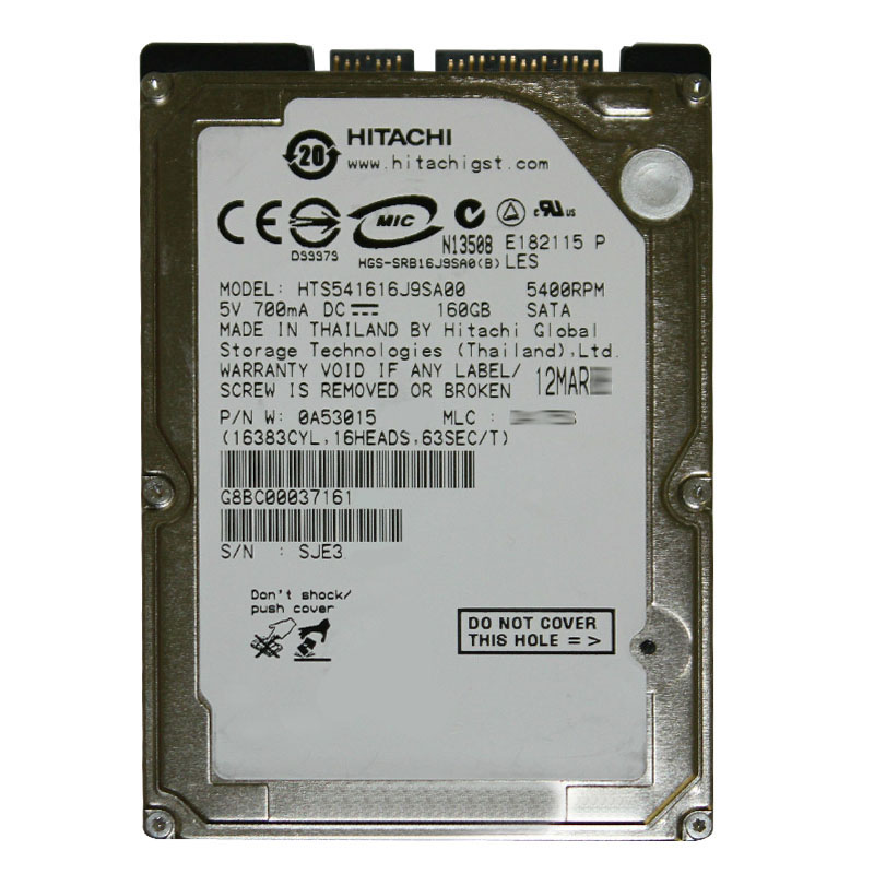 Hitachi 0A53015 - 160GB 5.4K SATA 1.5Gbps 2.5Inch 8MB Cache Hard Drive