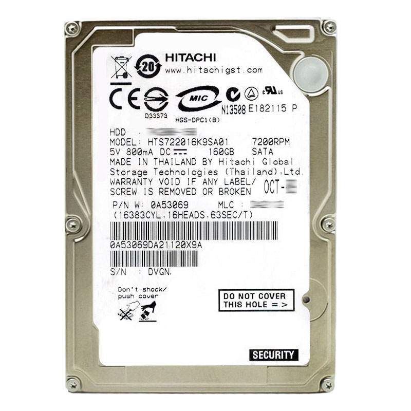 Hitachi 0A53069 - 160GB 7.2K SATA 1.5Gbps 2.5Inch 16MB Cache Hard Drive