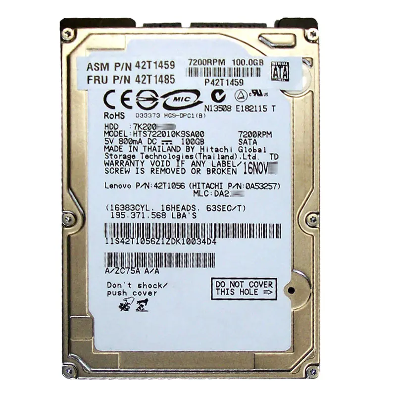 0A53257.jpg Hitachi 0A53257 - 100GB 7.2K SATA 1.5Gbps 2.5Inch 16MB Cache Hard Drive - Image 1