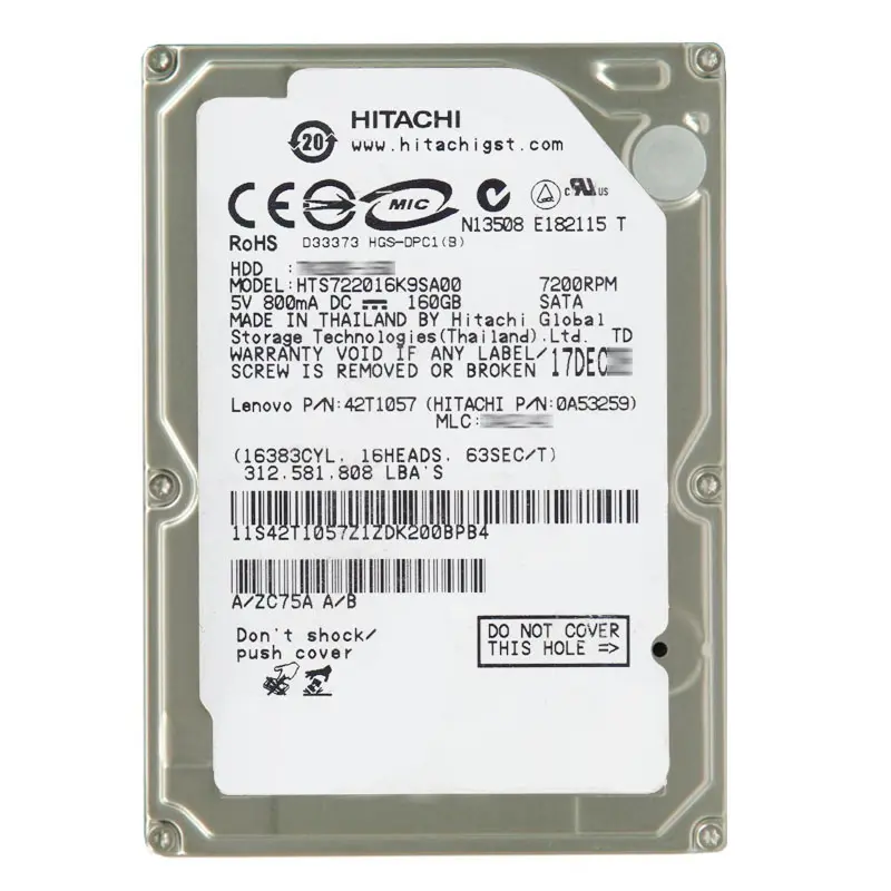 0A53259.jpg Hitachi 0A53259 - 160GB 7.2K SATA 2.5Inch 16MB Cache Hard Drive - Image 1