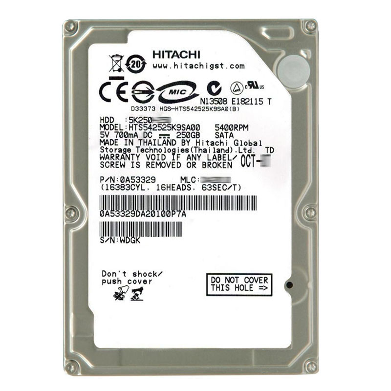 Hitachi 0A53329 - 250GB 5.4K SATA 1.5Gbps 2.5Inch 8MB Cache Hard Drive
