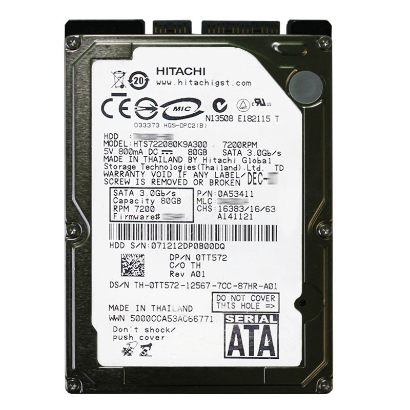 Hitachi 0A53411 - 80GB 7.2K SATA 3.0Gbps 2.5Inch 16MB Cache Hard Drive