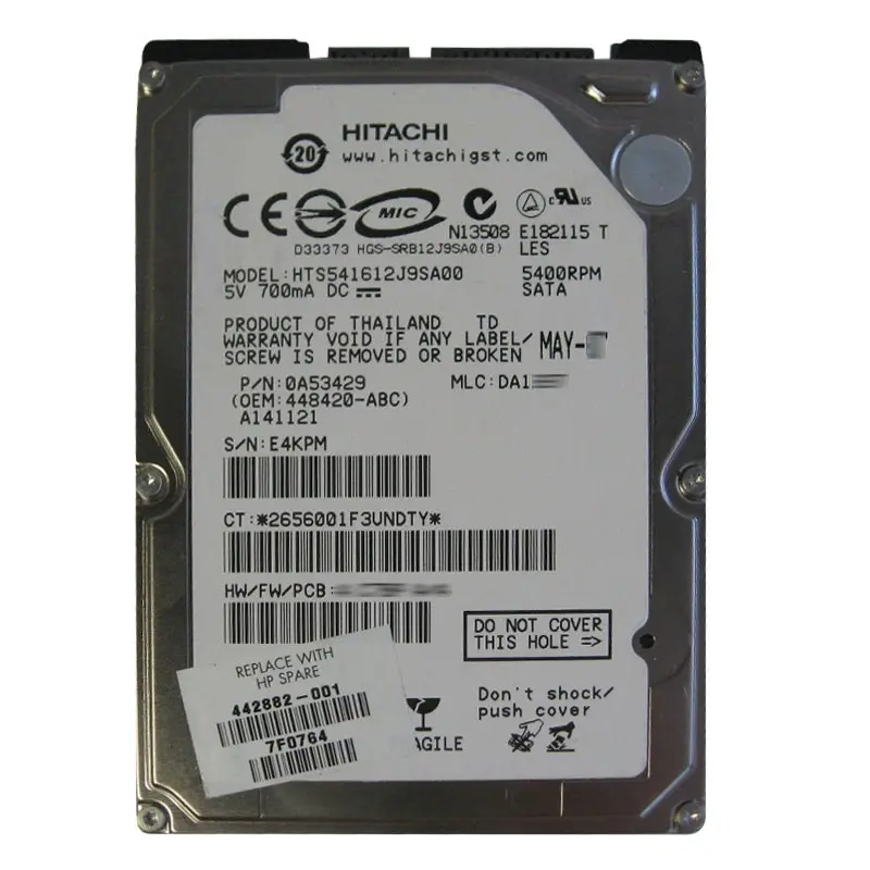 0A53429.jpg Hitachi 0A53429 - 120GB 5.4K SATA 1.5Gbps 2.5Inch 8MB Cache Hard Drive - Image 1