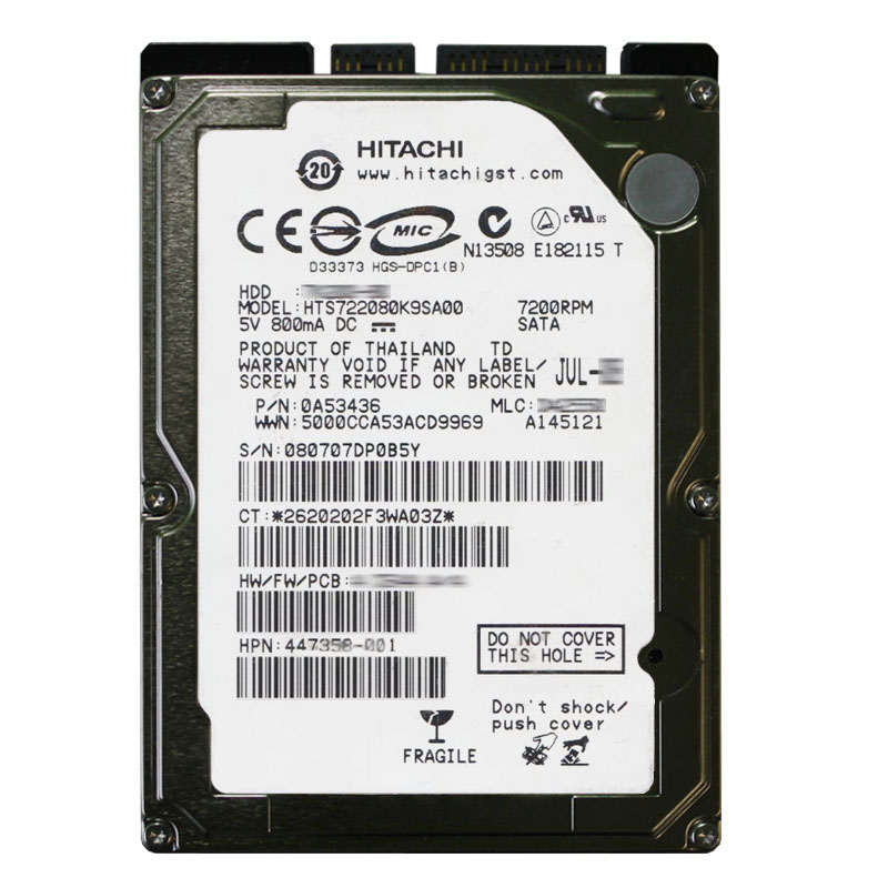 Hitachi 0A53436 - 80GB 7.2K SATA 1.5Gbps 2.5Inch 16MB Cache Hard Drive