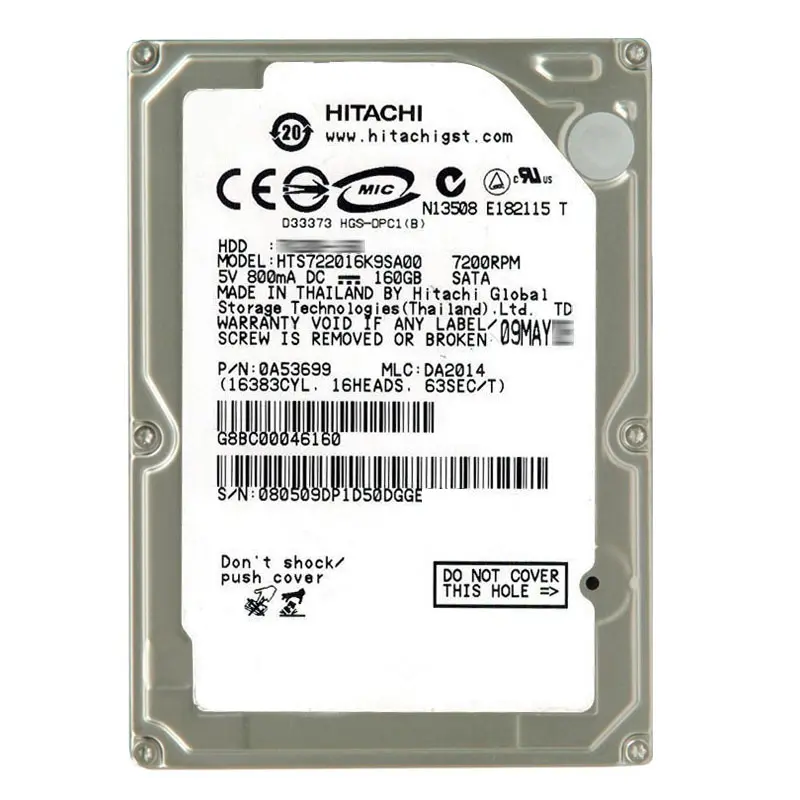 0A53699.jpg Hitachi 0A53699 - 160GB 7.2K SATA 2.5Inch 16MB Cache Hard Drive - Image 1