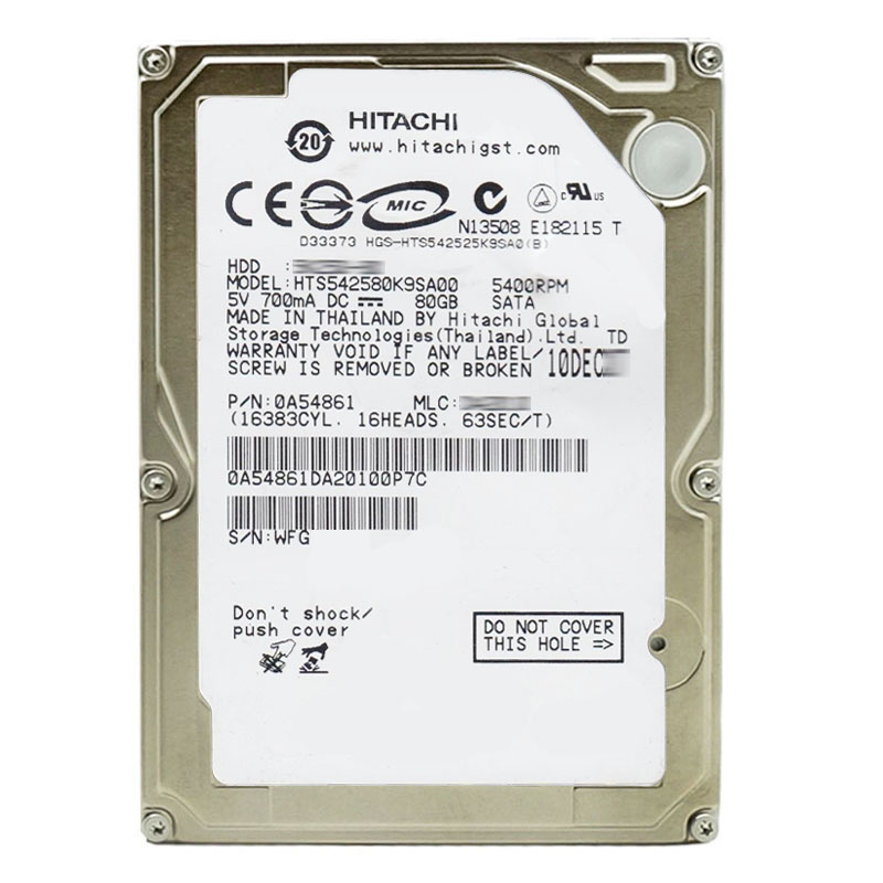 Hitachi 0A54861 - 80GB 5.4K SATA 1.5Gbps 2.5Inch 8MB Cache Hard Drive