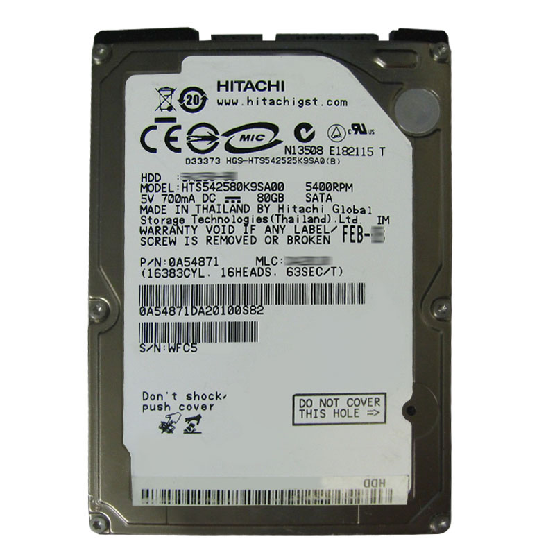 Hitachi 0A54871 - 80GB 5.4K SATA 1.5Gbps 2.5Inch 8MB Cache Hard Drive