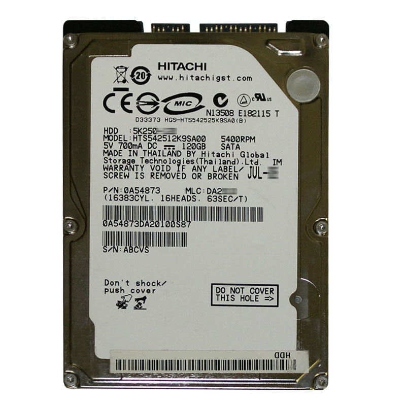 Hitachi 0A54873 - 120GB 5.4K SATA 1.5Gbps 2.5Inch 8MB Cache Hard Drive