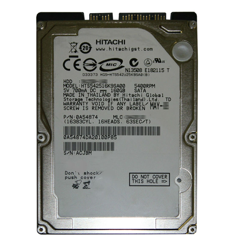 Hitachi 0A54874 - 160GB 5.4K SATA 1.5Gbps 2.5Inch 8MB Cache Hard Drive